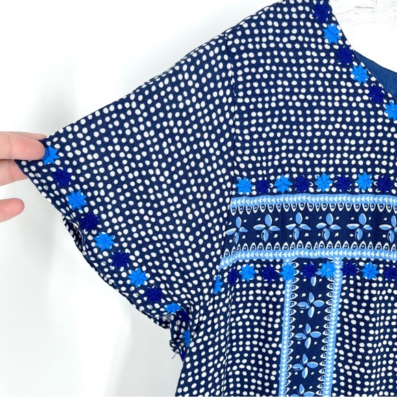 Vineyard Vines Dot Border Print Shift Dress Linen Blend Size 12 - Picture 7 of 11